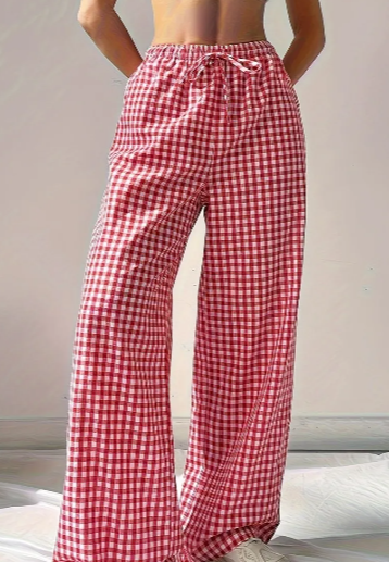 Gingham Straight Leg Pants